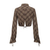 OUDE WAAG 25 Early Autumn Plaid Short Shirt OW-OW-25PF-ST01C1BR048-ZHGW (BR048 Brown and Gray Plaid)